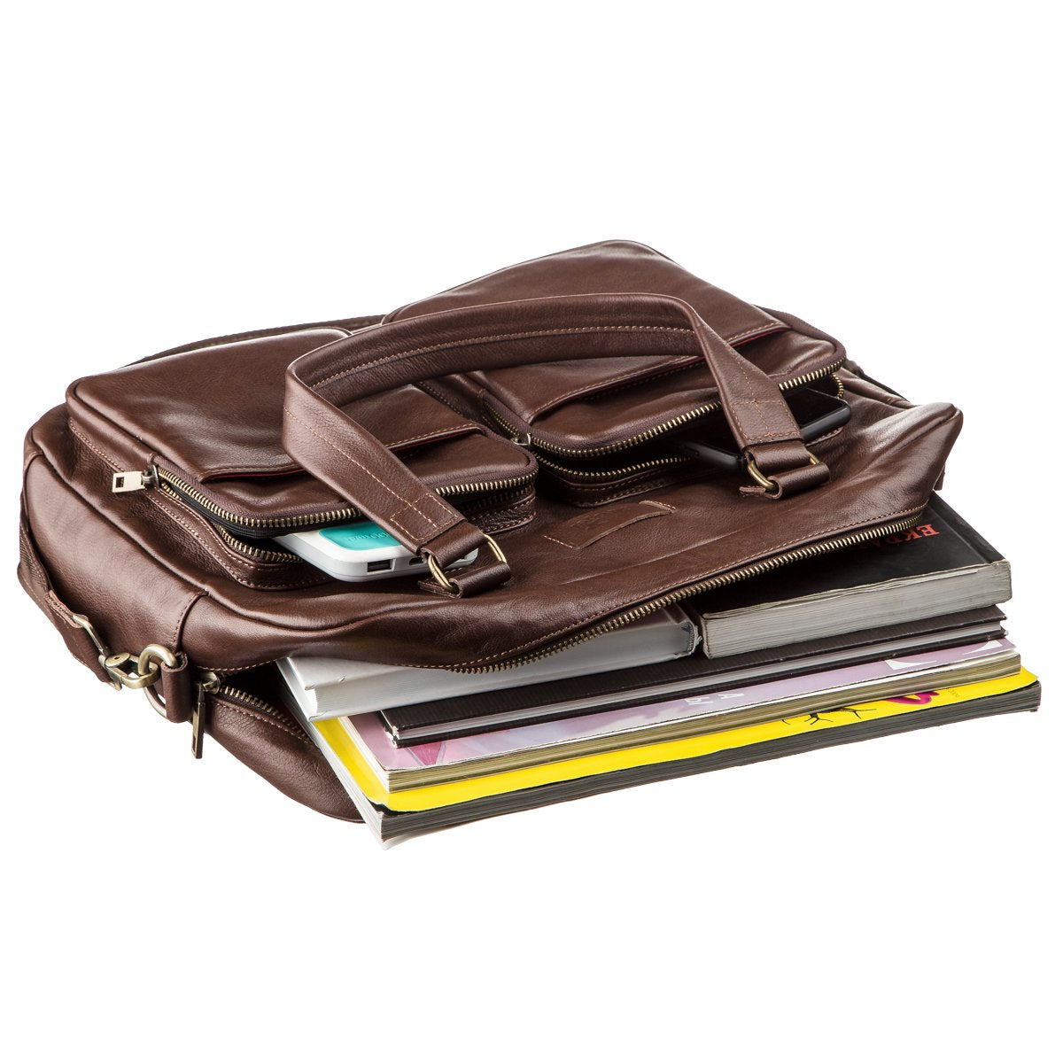 Men's Leather Laptop Bag SHVIGEL 19109 Brown Made of Genuine Leather