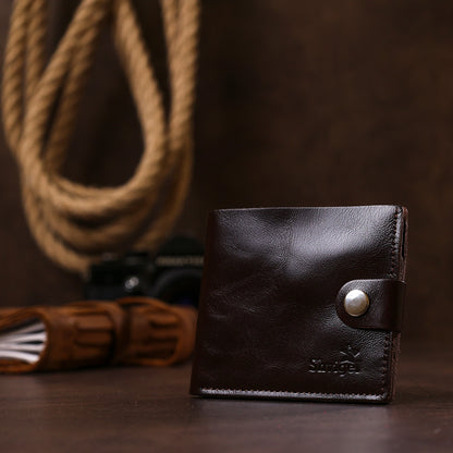 Leather Men's Wallet SHVIGEL 16443 Brown Natural Leather Handmade from Ukraine