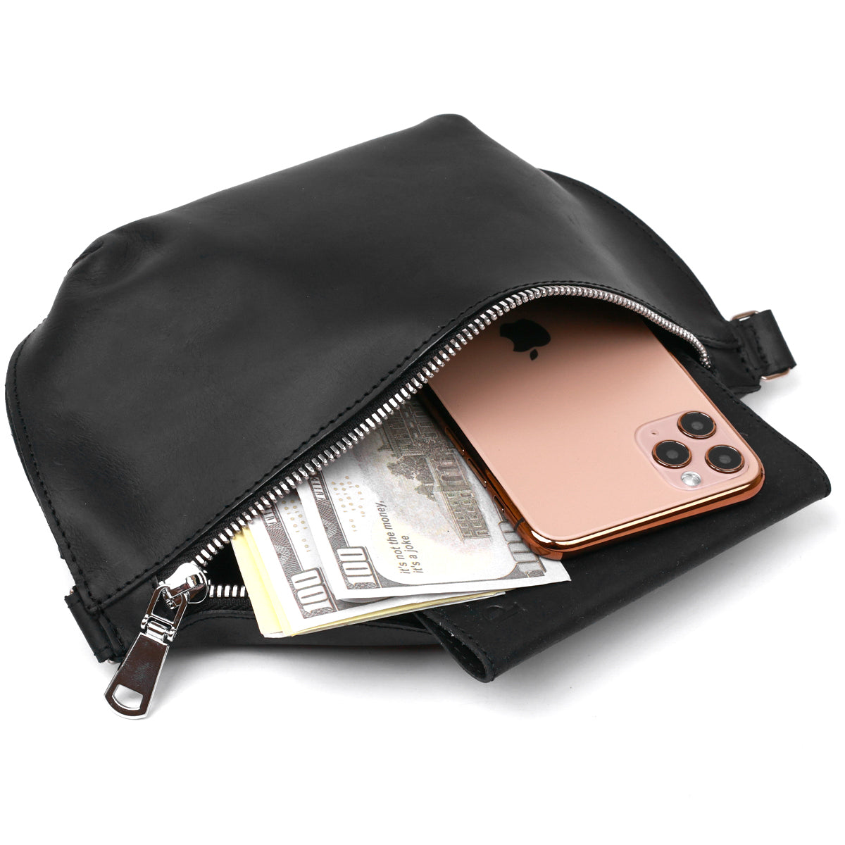Vintage Women's Waist Bag SHVIGEL 16394 Black Genuine Leather Stylish Design
