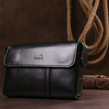 Men's Leather Clutch SHVIGEL 11084 Black Natural Leather Made in Ukraine