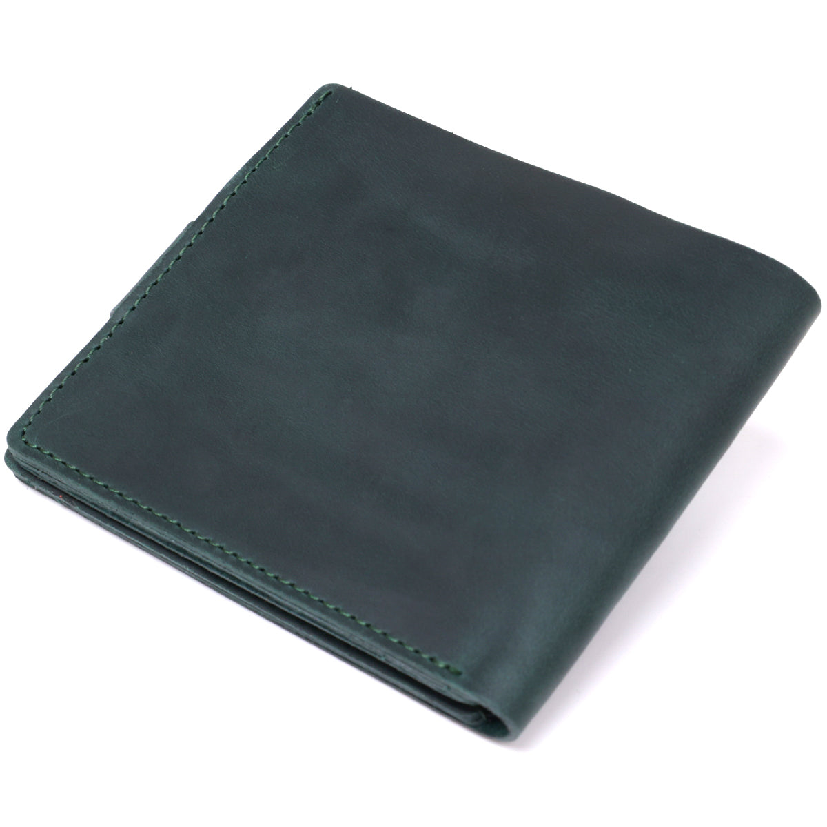 Vintage Leather Wallet SHVIGEL 16435 Green Handmade in Ukraine Natural Leather