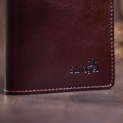 High-Quality SHVIGEL Leather Wallet 16153, Made from Natural Leather, Brown Color