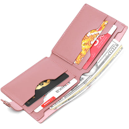 Horizontal Leather Wallet SHVIGEL 16467 Pink Genuine Leather Stylish Design