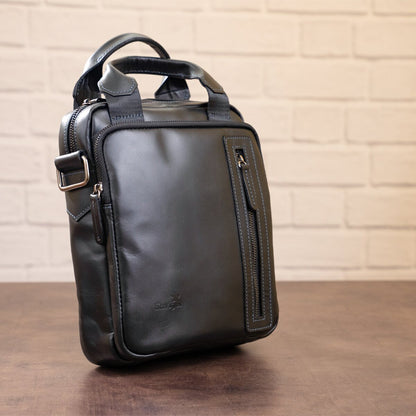 Men's Bag SHVIGEL 11184 Black Smooth Leather Natural Skin High-Quality Design