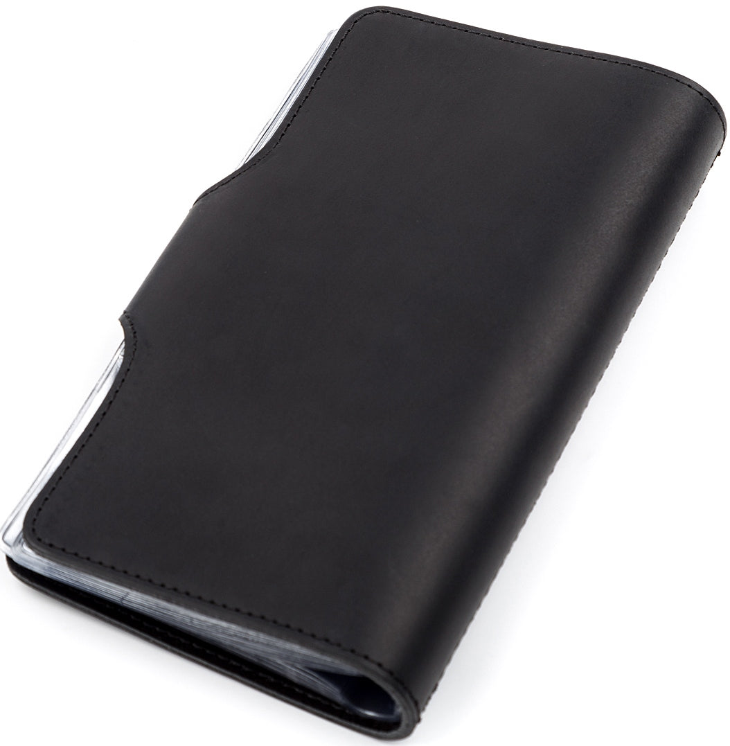 Large SHVIGEL Business Card Holder 13905 Black Leather Made in Ukraine for Visiting Cards