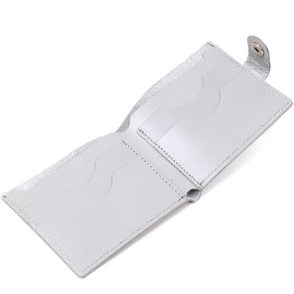 Classic Leather Wallet SHVIGEL 16472 Gray Natural Leather Made in Ukraine