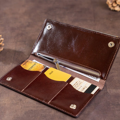 Men's Vertical Wallet SHVIGEL 16193 Brown Genuine Leather with Two Buttons from Ukraine