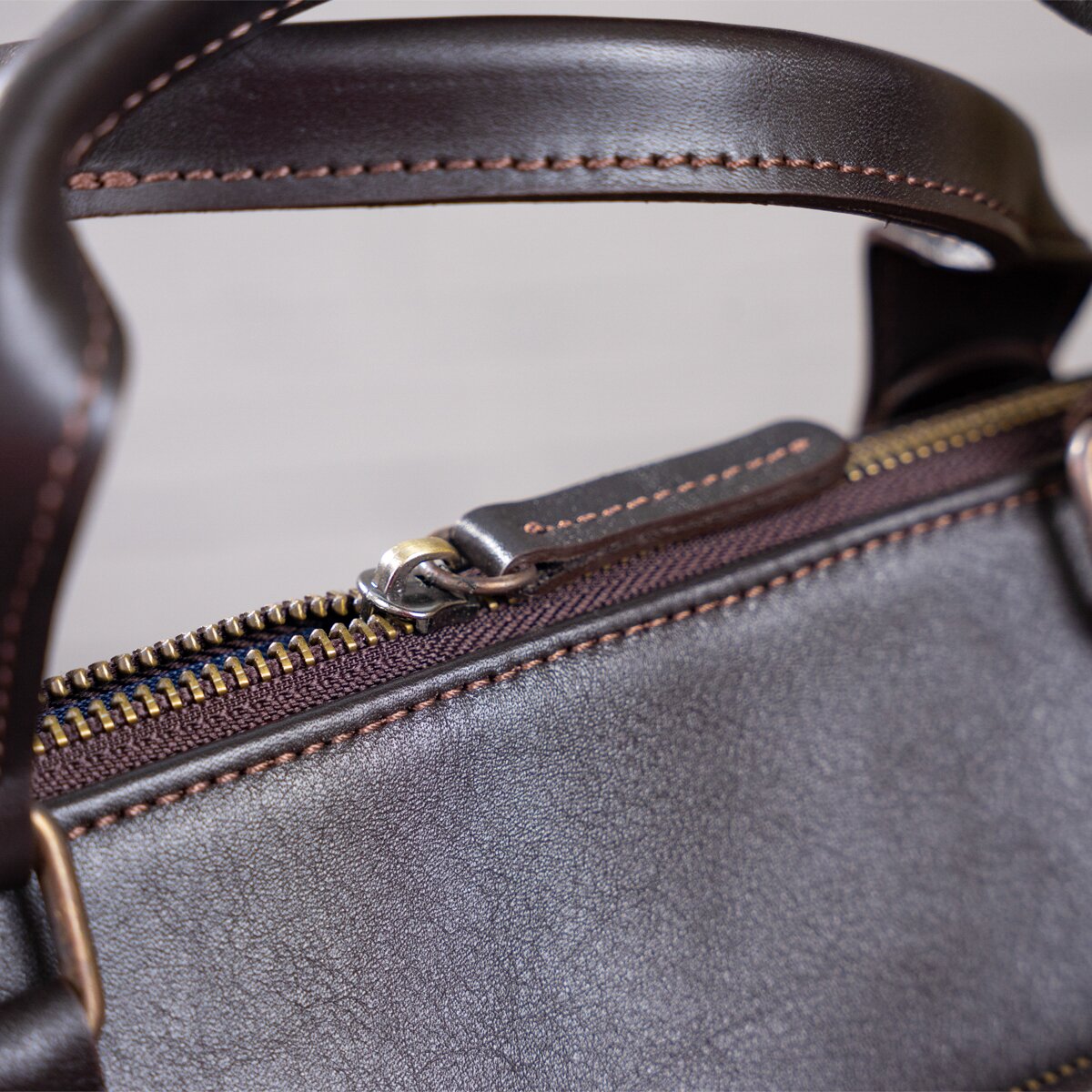 Men's Leather Bag SHVIGEL 11138 Brown Genuine Leather Handmade in Ukraine