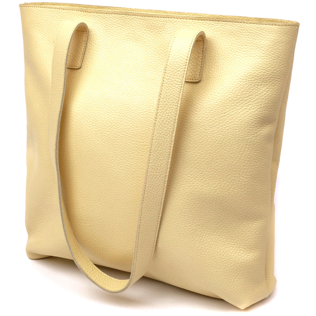 Bright SHVIGEL Lemon Yellow Leather Shopper Bag 16359 - Made in Ukraine