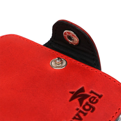 Vertical Business Card Holder SHVIGEL 13910 Red Genuine Leather for Business Cards