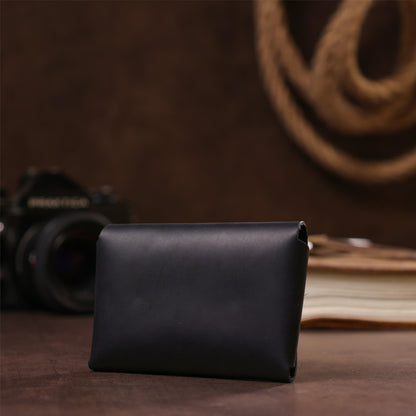 Business Card Holder SHVIGEL 16159 Black Vintage Natural Leather Made in Ukraine