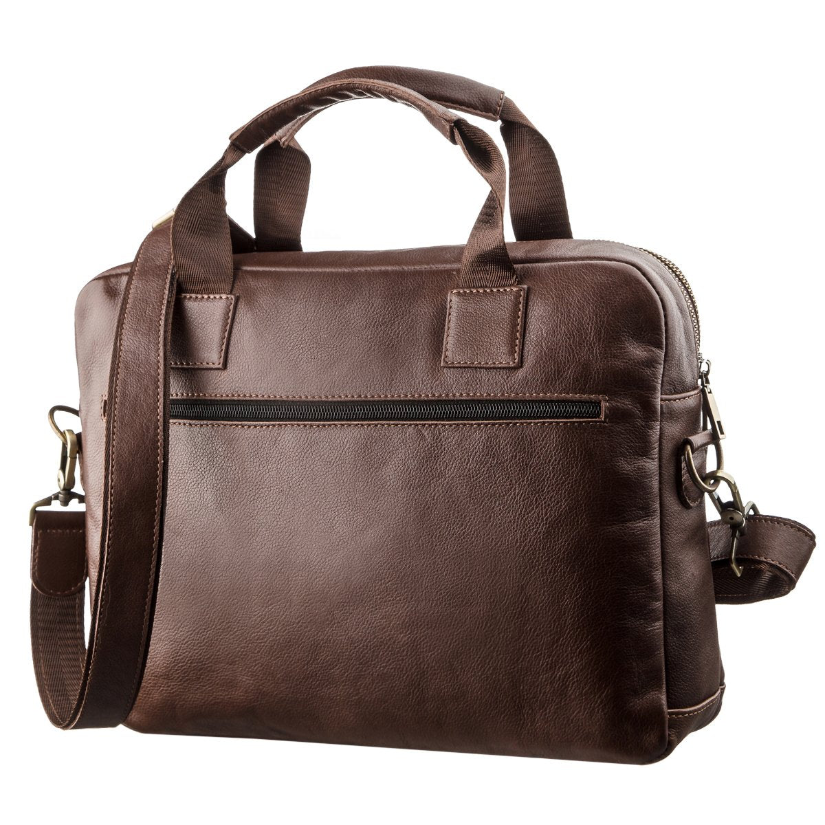 Men's Leather Laptop Bag with 2 Compartments SHVIGEL 19107 Brown, Made in Ukraine, Genuine Leather