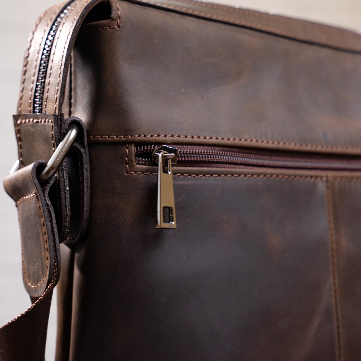 Men's Leather Bag SHVIGEL 11099 Brown Genuine Leather from Ukraine
