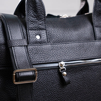 Laptop Bag SHVIGEL 11000 Black Genuine Leather Stylish Design for Professionals