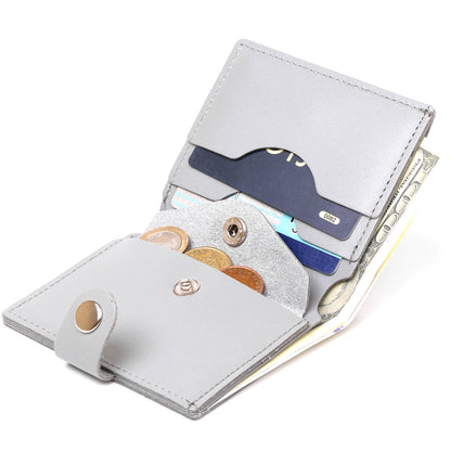 Compact Fashionable Wallet SHVIGEL 16493 Gray Genuine Leather from Ukraine