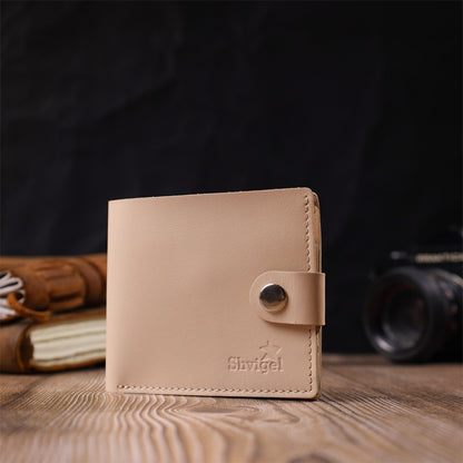 Stylish Women's Leather Wallet with Coin Pocket SHVIGEL 16623 Milk Color Natural Leather