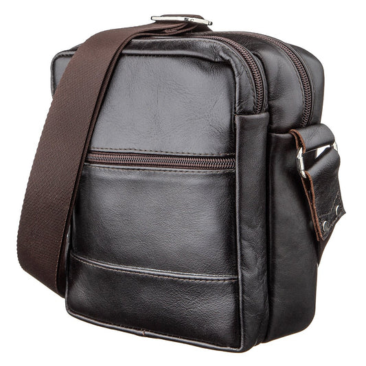 Men's Leather Bag SHVIGEL 11142 Brown Genuine Leather Ukrainian Made Stylish Design