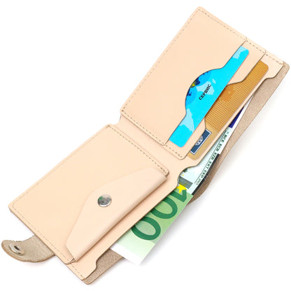 Stylish Women's Leather Wallet with Coin Pocket SHVIGEL 16623 Milk Color Natural Leather