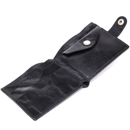 Leather Men's Wallet SHVIGEL 16439 Black Genuine Leather Handmade in Ukraine