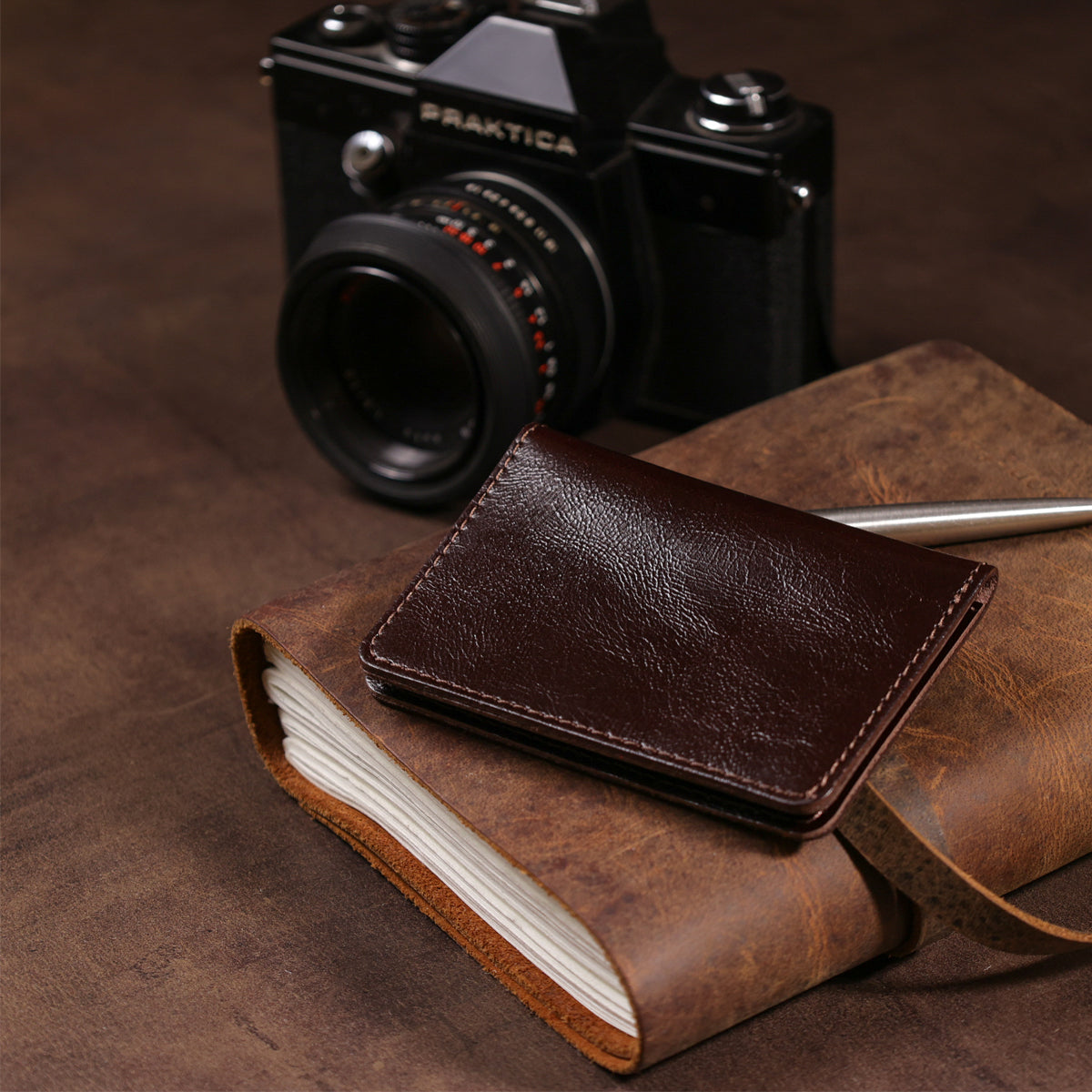 Leather ID Holder SHVIGEL 13945 Brown Natural Leather Made in Ukraine