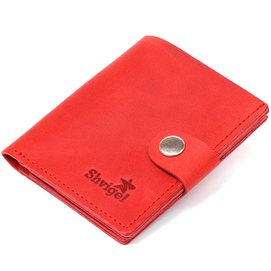 Modern Women's Wallet SHVIGEL 16497 Red Genuine Leather Handmade from Ukraine