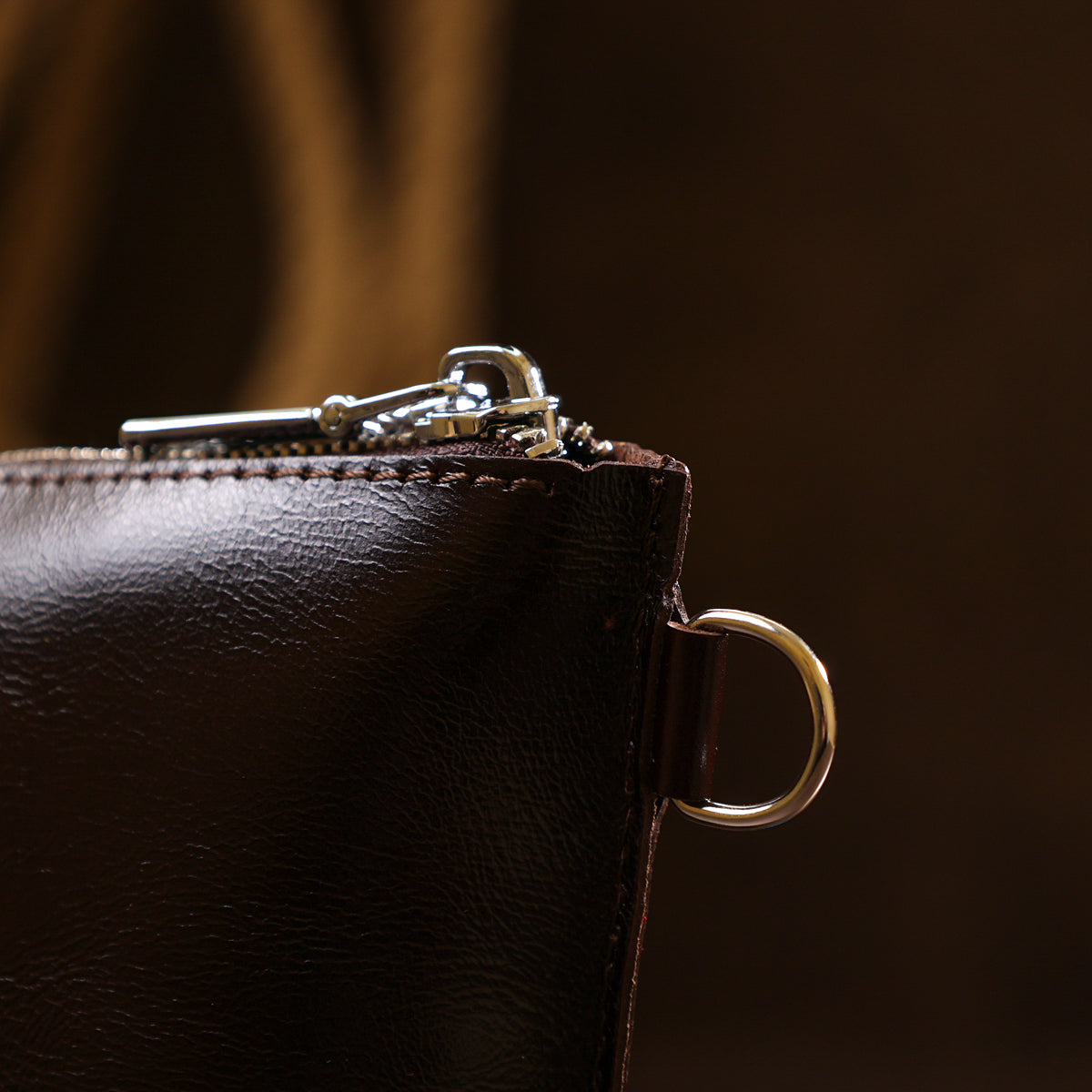 Leather Cosmetic Bag SHVIGEL 16414 Brown - Natural Leather, Compact Design for Essentials