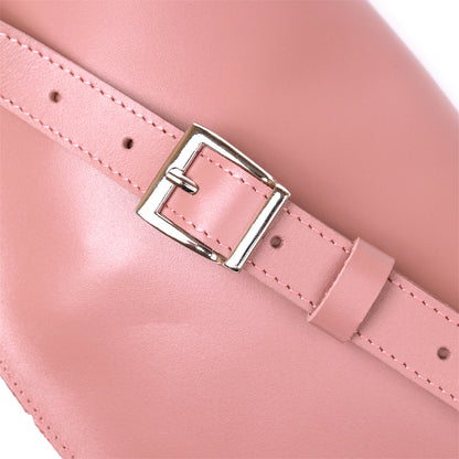 Women's Practical Leather Fanny Pack SHVIGEL 16385 Pink, Made in Ukraine