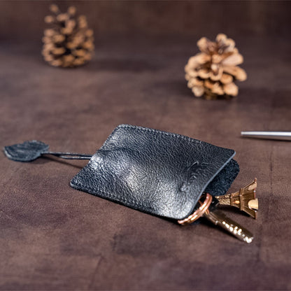 Leather Key Holder SHVIGEL 15308 Black Natural Leather Minimalist Design