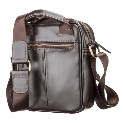 Leather Men's Bag SHVIGEL 11089 Brown Genuine Leather Made in Ukraine