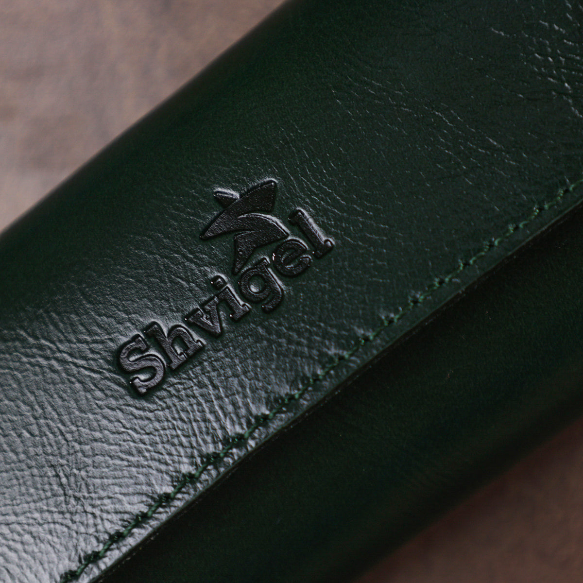 Modern Leather Key Holder SHVIGEL 16531 Green Natural Leather for Keys