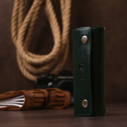 Modern Leather Key Holder SHVIGEL 16531 Green Natural Leather for Keys