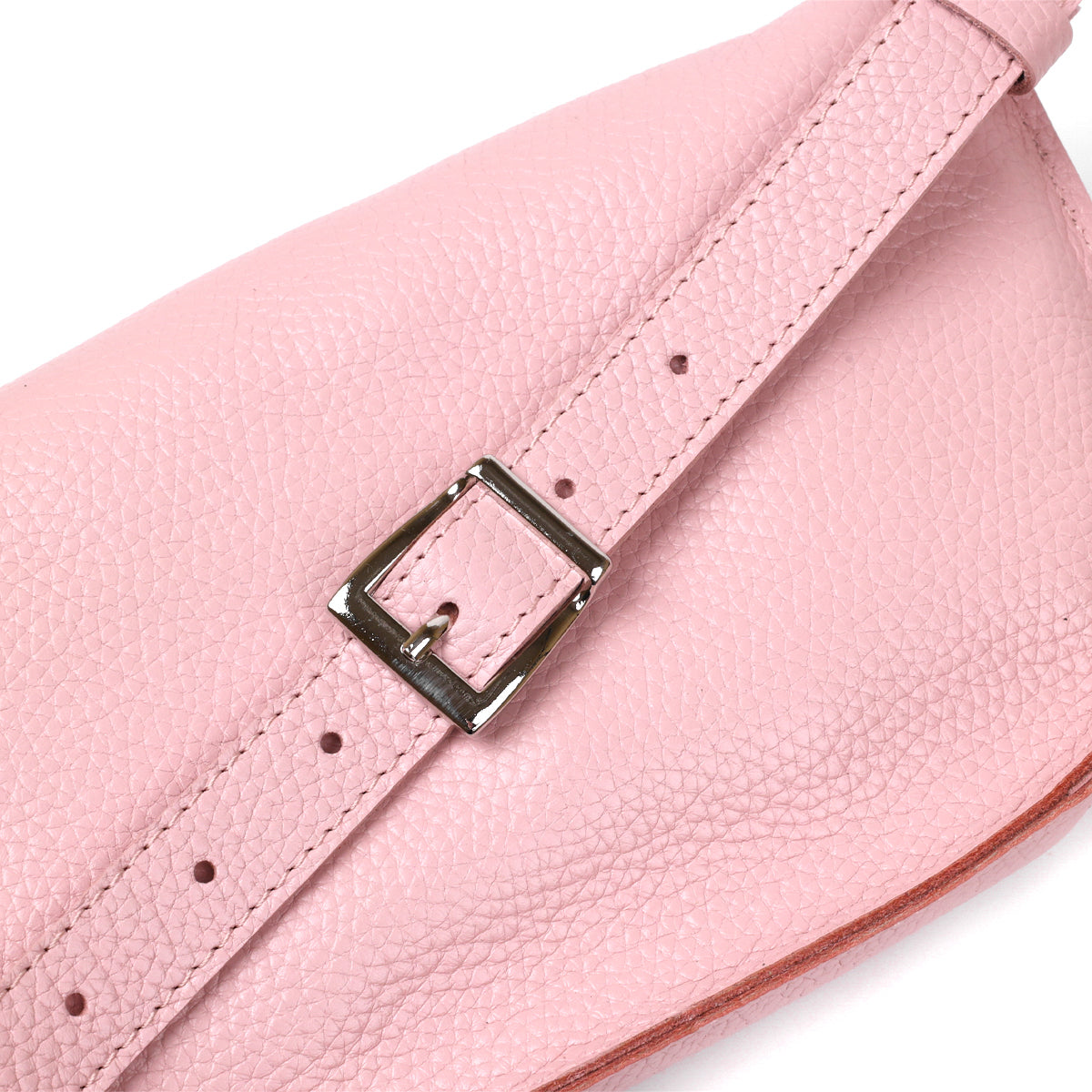 Women's Leather Banana Bag SHVIGEL 16375 Pink Natural Leather Durable Design