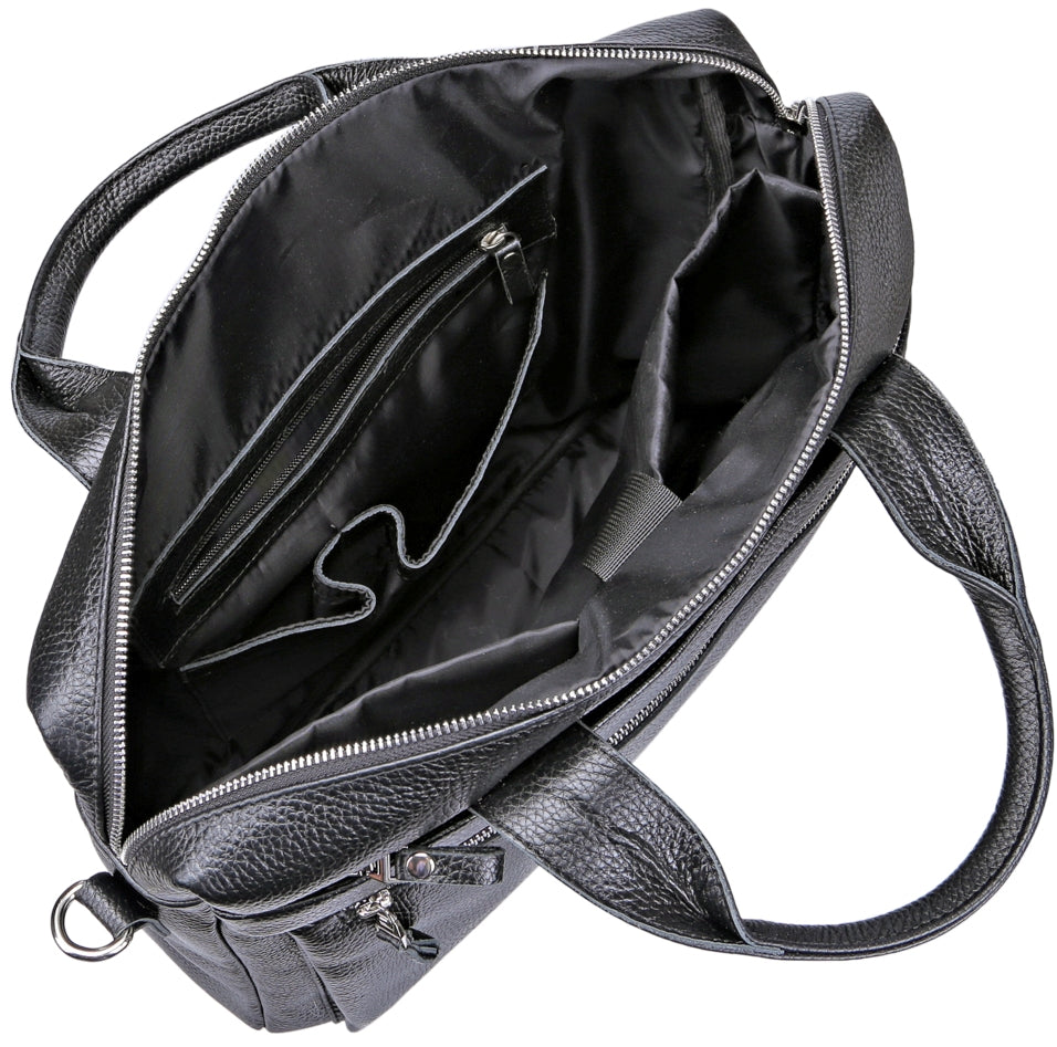 Laptop Bag SHVIGEL 11000 Black Genuine Leather Stylish Design for Professionals