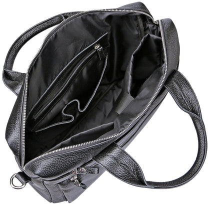Laptop Bag SHVIGEL 11000 Black Genuine Leather Stylish Design for Professionals