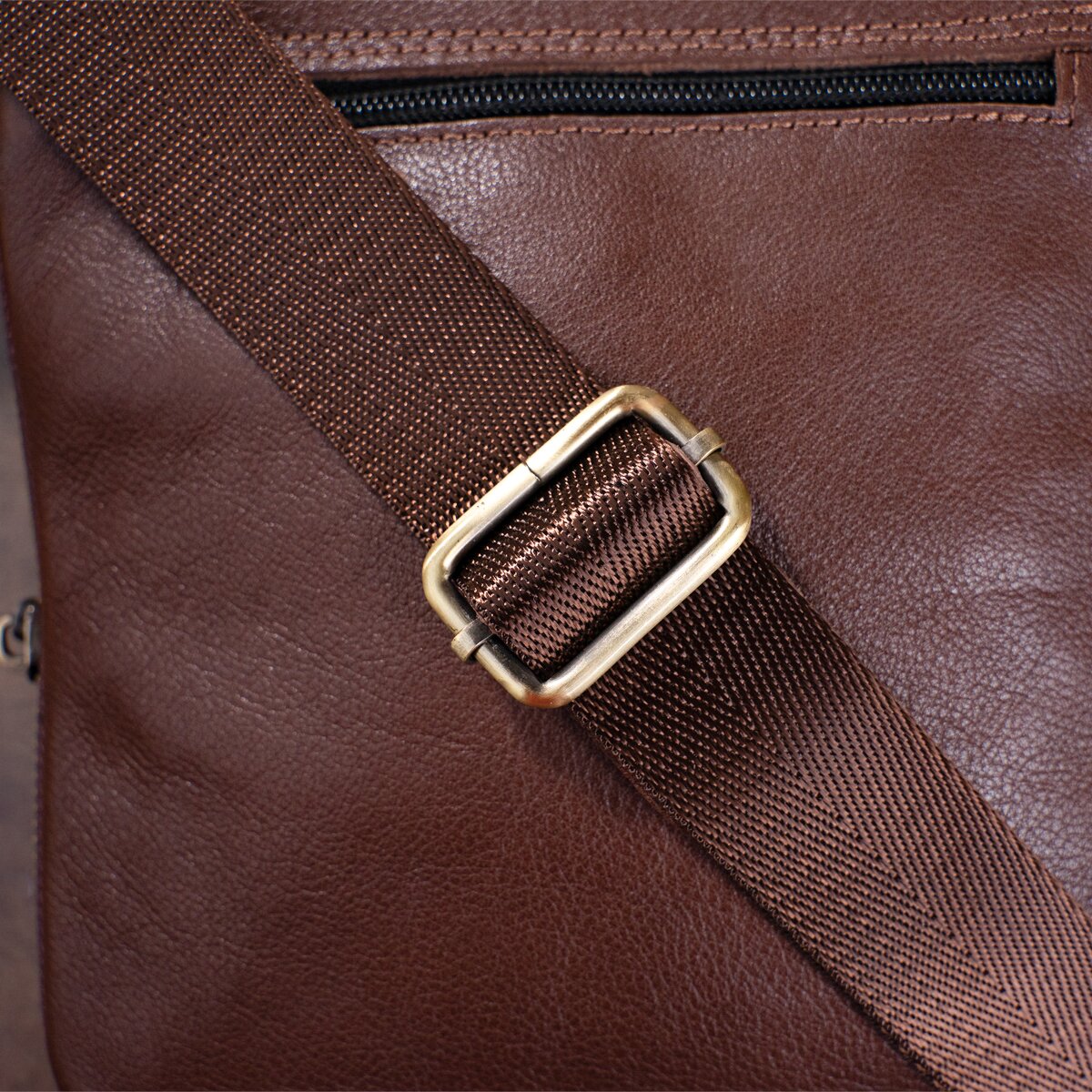 Men's Leather Tablet Bag SHVIGEL 19114 Brown Genuine Leather Handcrafted from Ukraine