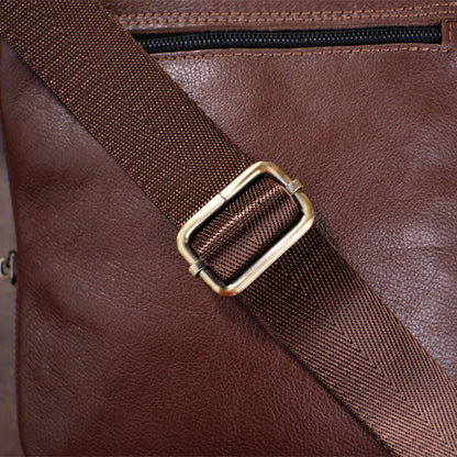 Men's Leather Tablet Bag SHVIGEL 19114 Brown Genuine Leather Handcrafted from Ukraine