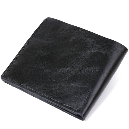 Men's Slim Leather Wallet SHVIGEL 16460 Black Genuine Leather, Ukraine Made