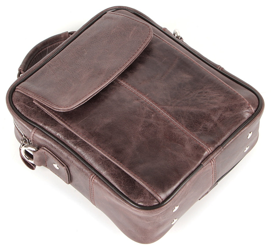Leather Bag SHVIGEL 00874 Brown Natural Leather Ukrainian Design Quality