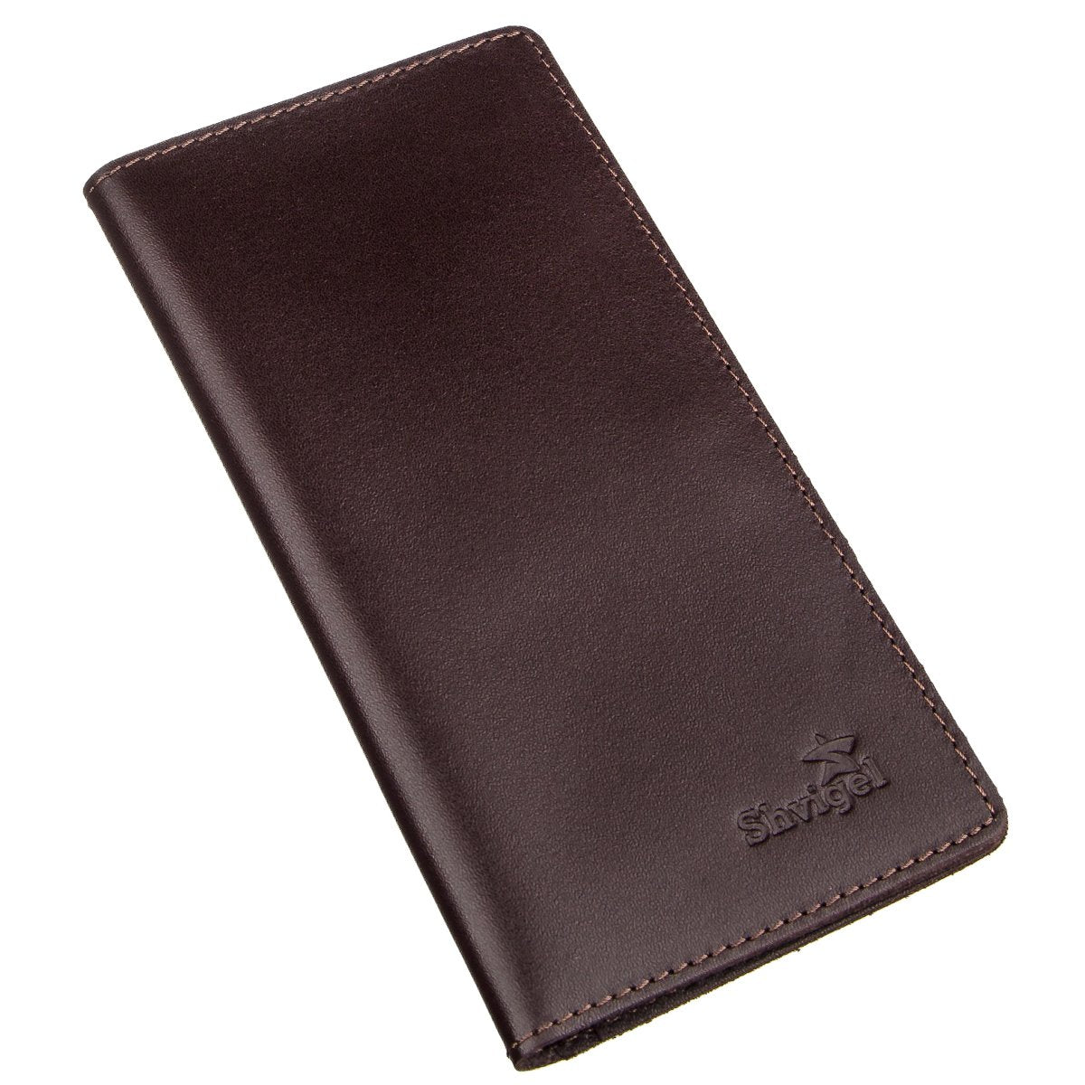 Vertical Wallet SHVIGEL 13992 Brown Genuine Leather Made in Ukraine