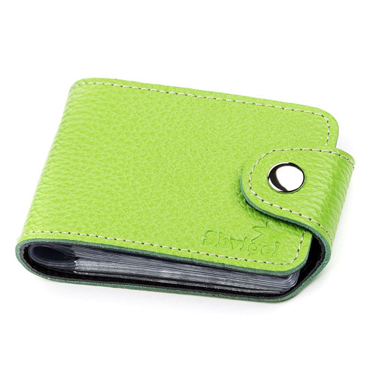 Horizontal Business Card Holder SHVIGEL 13916 Leather Green Natural Leather Quality