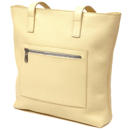 Bright SHVIGEL Lemon Yellow Leather Shopper Bag 16359 - Made in Ukraine