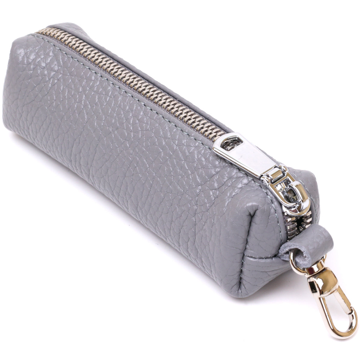 Fashionable Leather Keychain SHVIGEL 16543 Gray Natural Leather, Key Holder