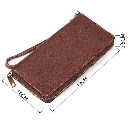 Men's Leather Clutch SHVIGEL 19124 Brown Natural Leather Handmade Accessory