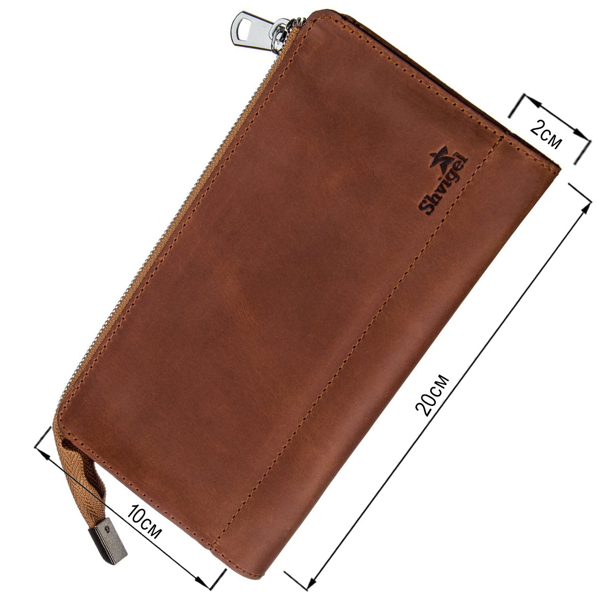 Unisex Vintage Leather Clutch SHVIGEL 16190 in Reddish Brown – Made in Ukraine, Genuine Leather