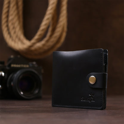 Men's Leather Wallet SHVIGEL 16432 Black, Crafted from Premium Natural Leather, Ukraine