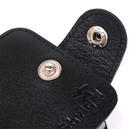 Horizontal Business Card Holder SHVIGEL 13915 Black Leather Made in Ukraine