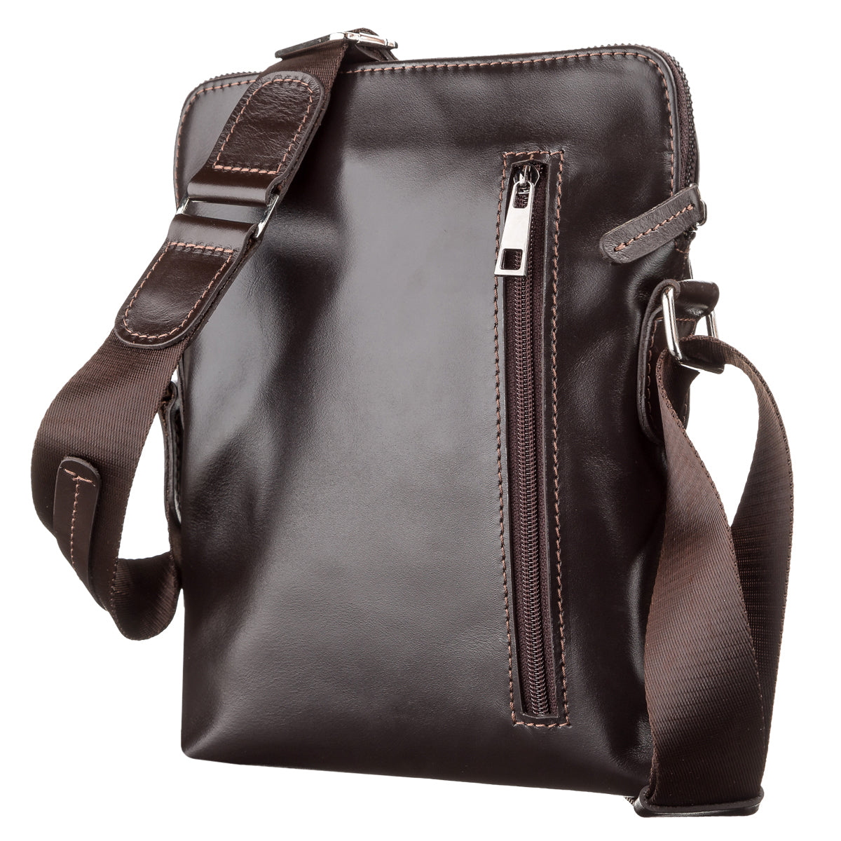Men's Leather Bag SHVIGEL 11100 Brown Natural Leather Handcrafted in Ukraine