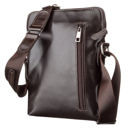 Men's Leather Bag SHVIGEL 11100 Brown Natural Leather Handcrafted in Ukraine