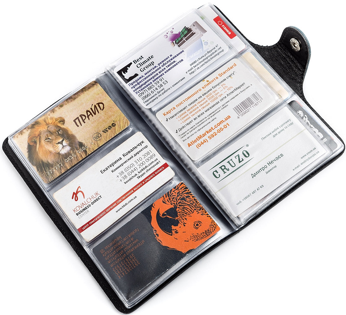 Large SHVIGEL Business Card Holder 13906 Blue Genuine Leather for Visiting Cards