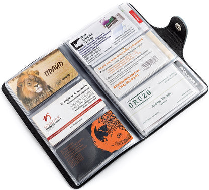 Large SHVIGEL Business Card Holder 13906 Blue Genuine Leather for Visiting Cards